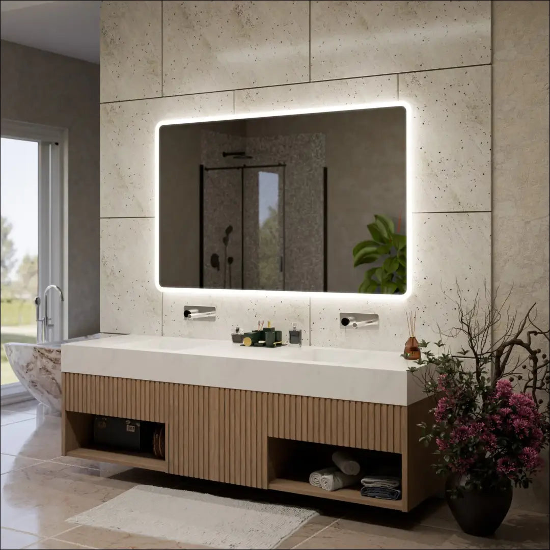 Sieninis LED veidrodis DI10693 - €89 Save 50% 50-100, __label:Pristatymas 1-2 d.d., color-sidabrine, interjeras,