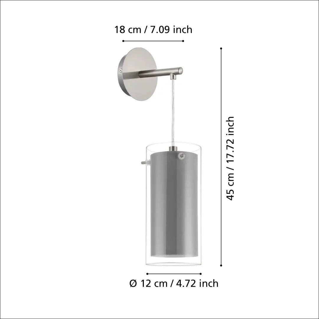 Sieninis šviestuvas DI11121 - €23 Save 50% __label:Pristatymas 1-2 d.d., color-pilka, color-sidabrine, interjeras,