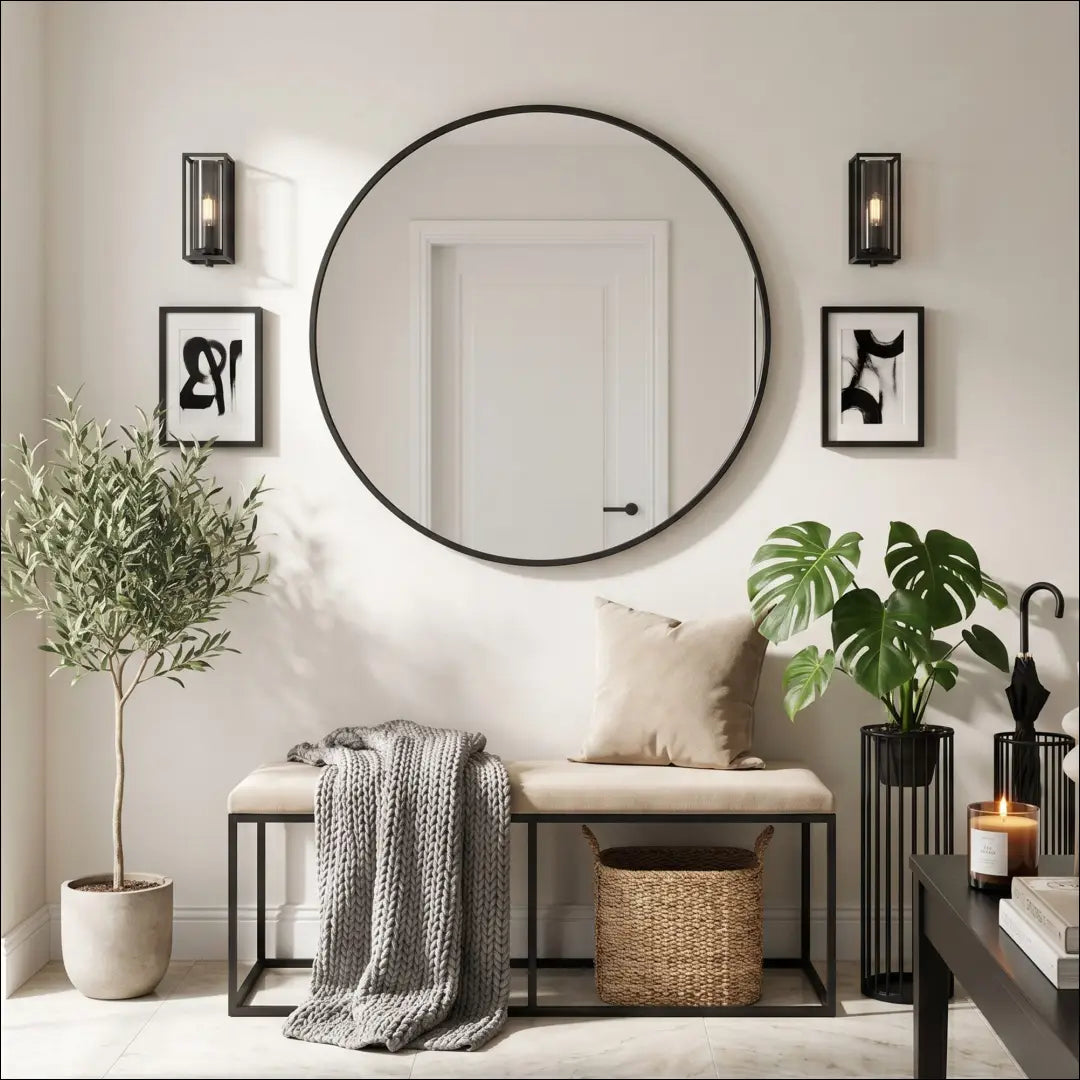 Sieninis veidrodis (80cm) DI12379 - €75 Save 50% 50-100, __label:Pristatymas 1-2 d.d., color-juoda, interjeras,