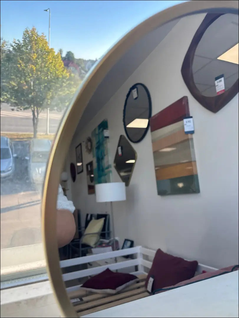 Sieninis veidrodis DI10044 - €19 Save 55% __label:Pristatymas 1-2 d.d., color-auksine, interjeras, material-metalas,