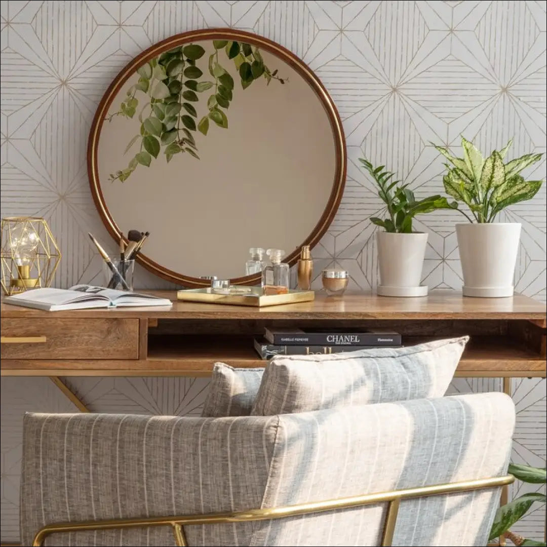 Sieninis veidrodis DI10386 - €44 Save 50% 25-50, __label:Pristatymas 1-2 d.d., color-auksine, color-ruda, interjeras