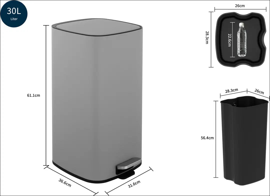 Šiukšliadėžė (30l) KI1781 - €42 Save 50% 25-50, __label:Pristatymas 1-2 d.d., color-pilka, interjeras, kita €25 to €50