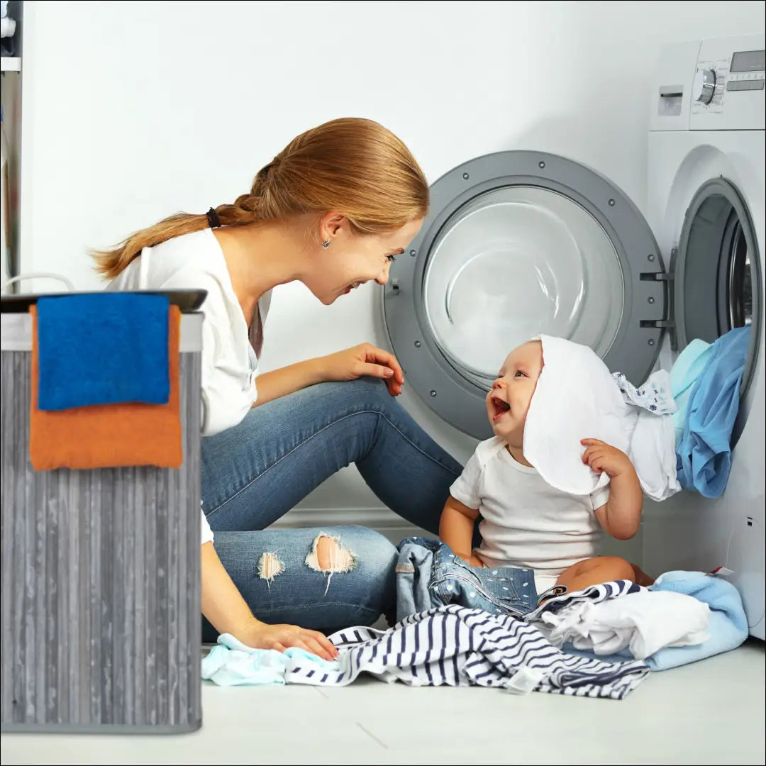 Skalbinių krepšys DI9388 - €23 Save 50% __label:Pristatymas 1-2 d.d., color-kremas, color-pilka, material-bambukas,