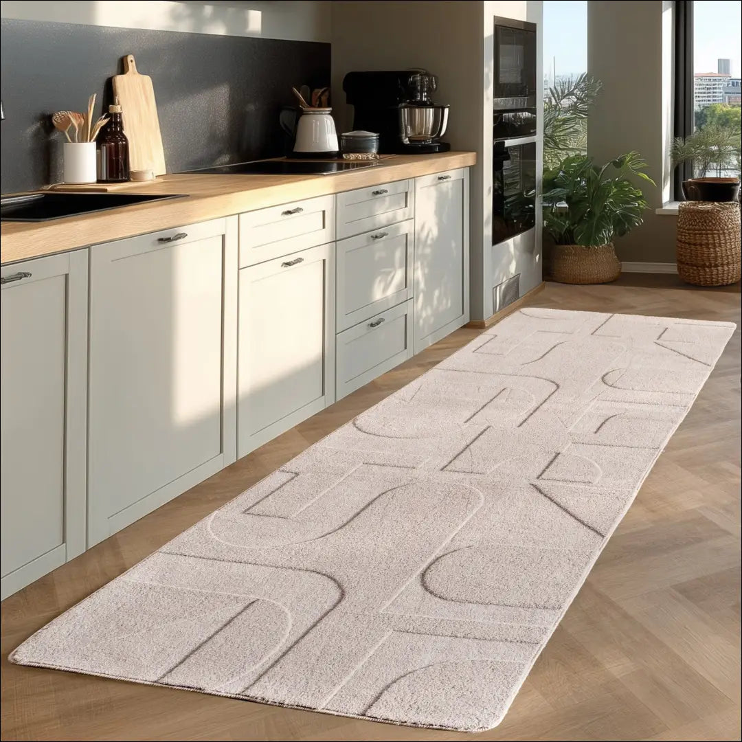 Kilimas NI2922 - ayy2026new, Baumwolle, Kurzflor Teppich, Läufer, Rechteck Skandinavischer Boho Design Einfarbig Creme