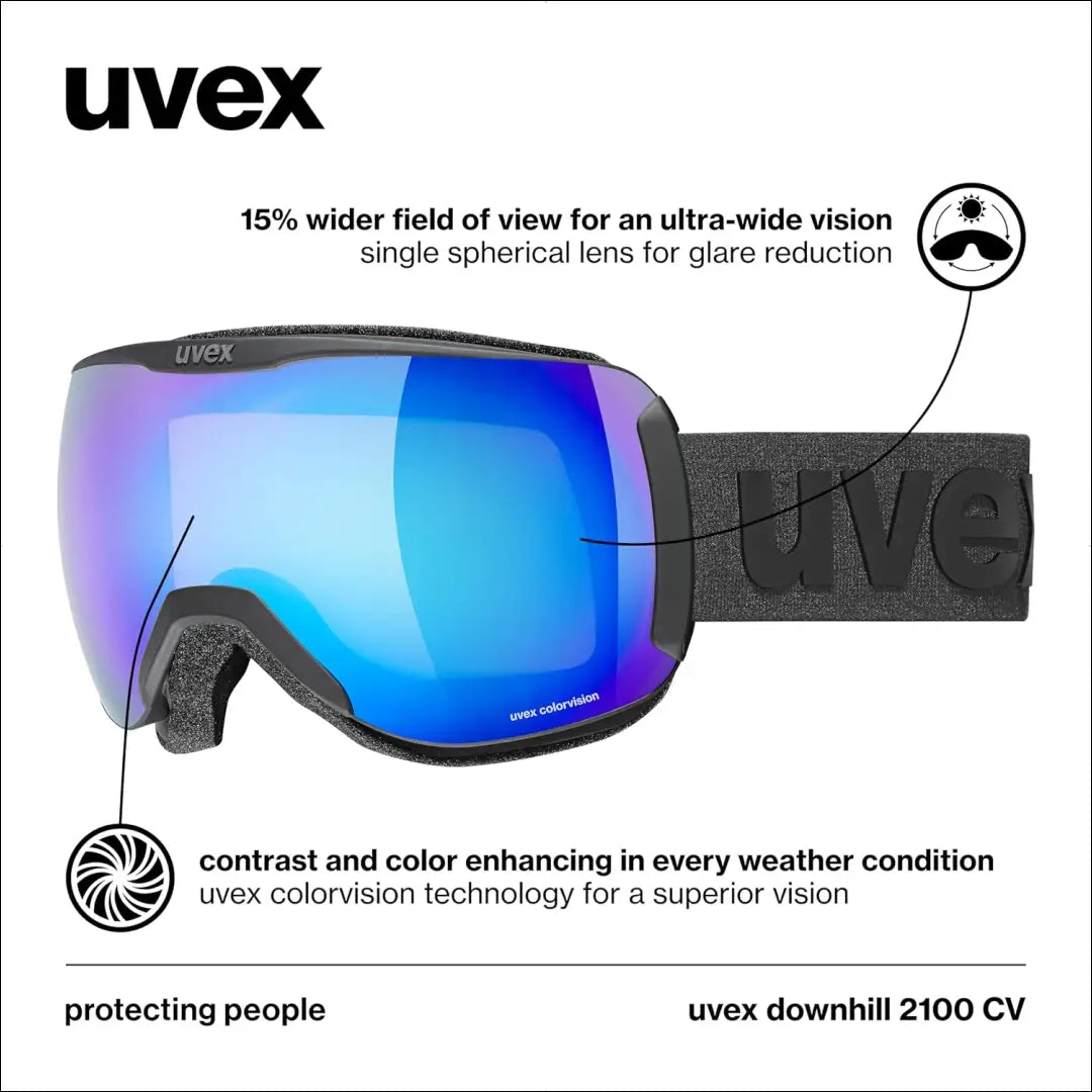 Slidinėjimo akiniai “Uvex Downhill 2100 Cv” SP028 - €64 Save 30% 50-100, __label:Pristatymas 1-2 d.d., color-juoda,