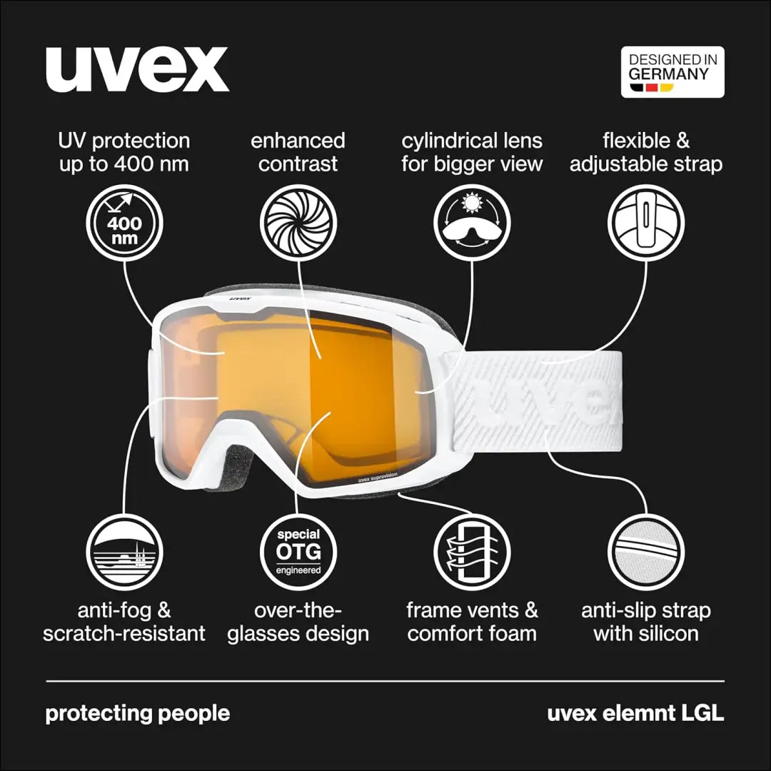 Slidinėjimo akiniai “Uvex” SP042 - €33 Save 30% 25-50, __label:Pristatymas 1-2 d.d., color-auksine, color-balta,