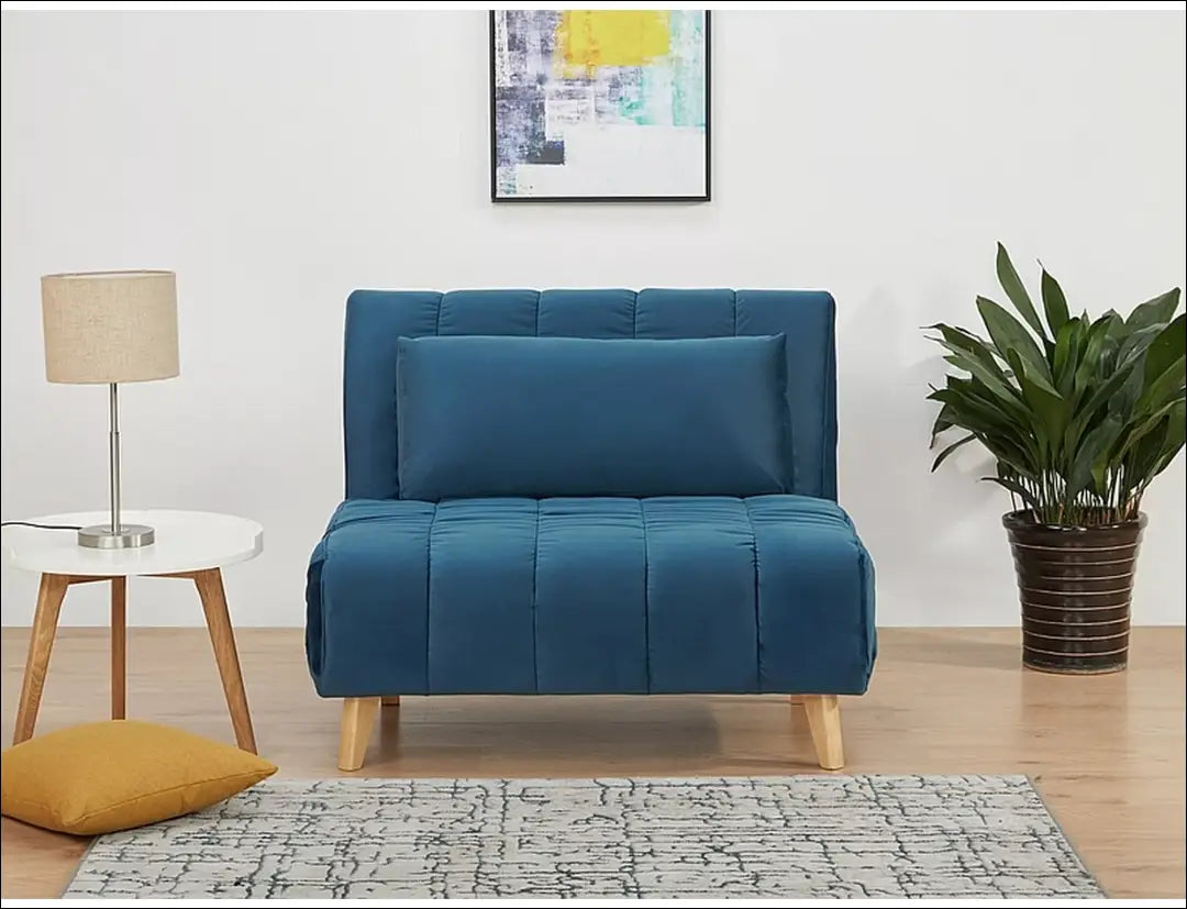 Sofa - lova AL003 - __label:Pristatymas 5-14 d.d., color-melyna, color-pilka, material-aksomas, material-poliesteris