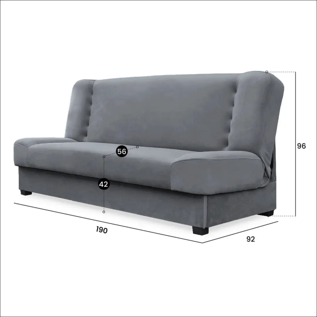 Sofa-lova su veliūro audiniu pilkos spalvos TE549 - €547 Save 15% __label:Pristatymas 5-14 d.d., elite, over-200,