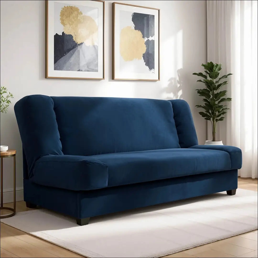 Sofa-lova su veliūro audiniu tamsiai mėlynos spalvos TE679 - €547 Save 15% __label:Pristatymas 5-14 d.d., elite,