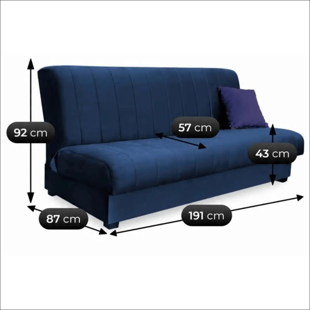 Sofa-lova su veliūro audiniu tamsiai mėlynos spalvos TE682 - €608 Save 15% __label:Pristatymas 5-14 d.d., elite,