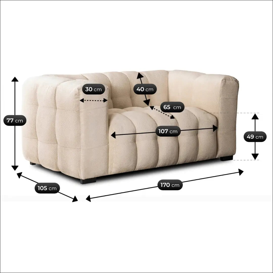 Sofa su audiniu kreminės spalvos TE926 - €965 Save 15% __label:Pristatymas 5-14 d.d., elite, over-200, spalva-kremine,