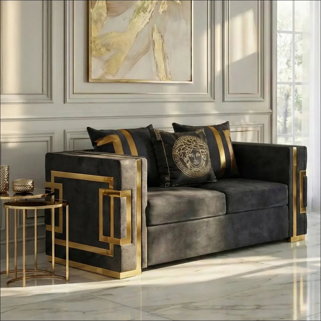 Sofa su veliūro audiniu juodos spalvos / auksinės TE1062 - €959 Save 15% __label:Pristatymas 5-14 d.d., elite,
