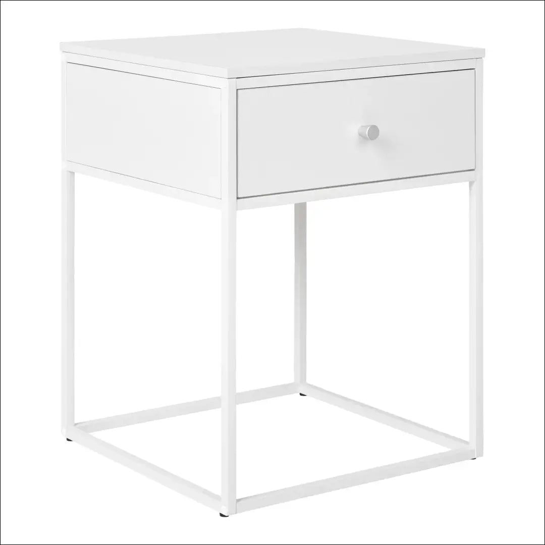Šoninis staliukas 1 stalčius baltas rėmas 40x40x55 cm RD336 - €85 Save 15% 50-100, Balta, nordic, Side tables, uzsakomi