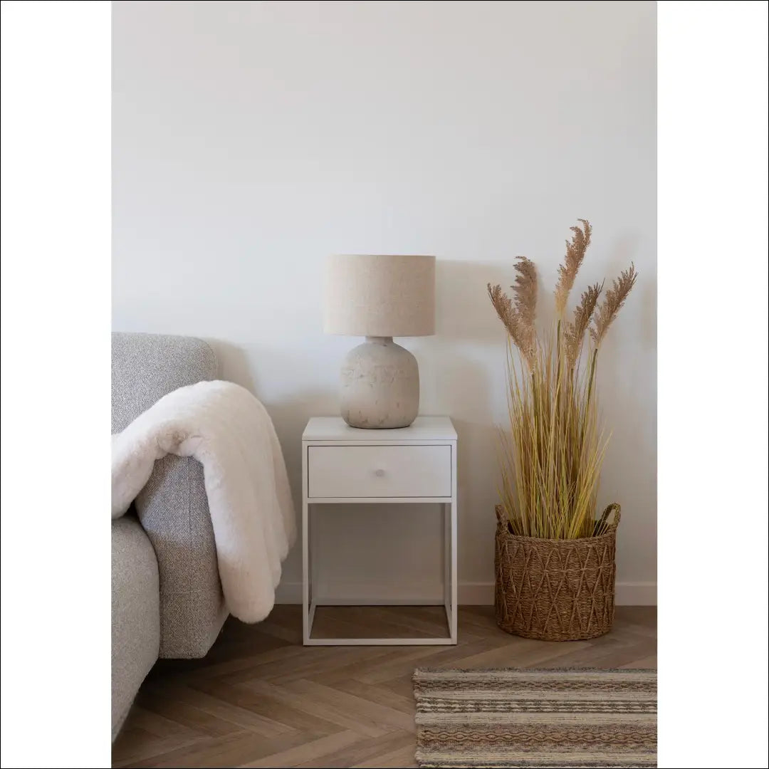 Šoninis staliukas 1 stalčius baltas rėmas 40x40x55 cm RD336 - €85 Save 15% 50-100, __label:Pristatymas 5-14 d.d.,