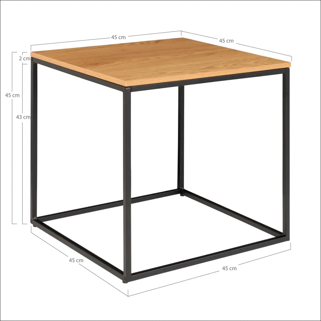 Šoninis staliukas ąžuolo imitacijos juodas rėmas 45x45x45 cm RD324 - €29 Save 15% 25-50, __label:Pristatymas 5-14 d.d.,