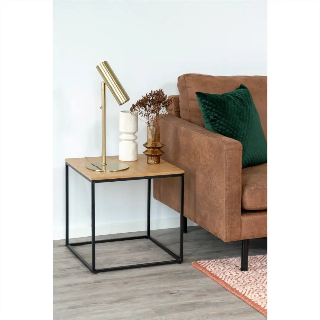 Šoninis staliukas ąžuolo imitacijos juodas rėmas 45x45x45 cm RD324 - €29 Save 15% 25-50, __label:Pristatymas 5-14 d.d.,