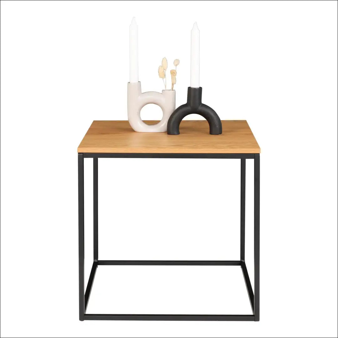 Šoninis staliukas ąžuolo imitacijos juodas rėmas 45x45x45 cm RD324 - €29 Save 15% 25-50, __label:Pristatymas 5-14 d.d.,