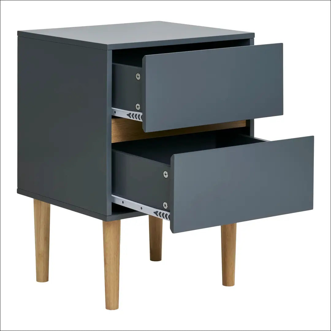 Šoninis staliukas dažytas medis 2 stalčiai tamsiai pilkas 40x35x55 cm RD527 - €97 Save 15% 50-100, __label:Pristatymas