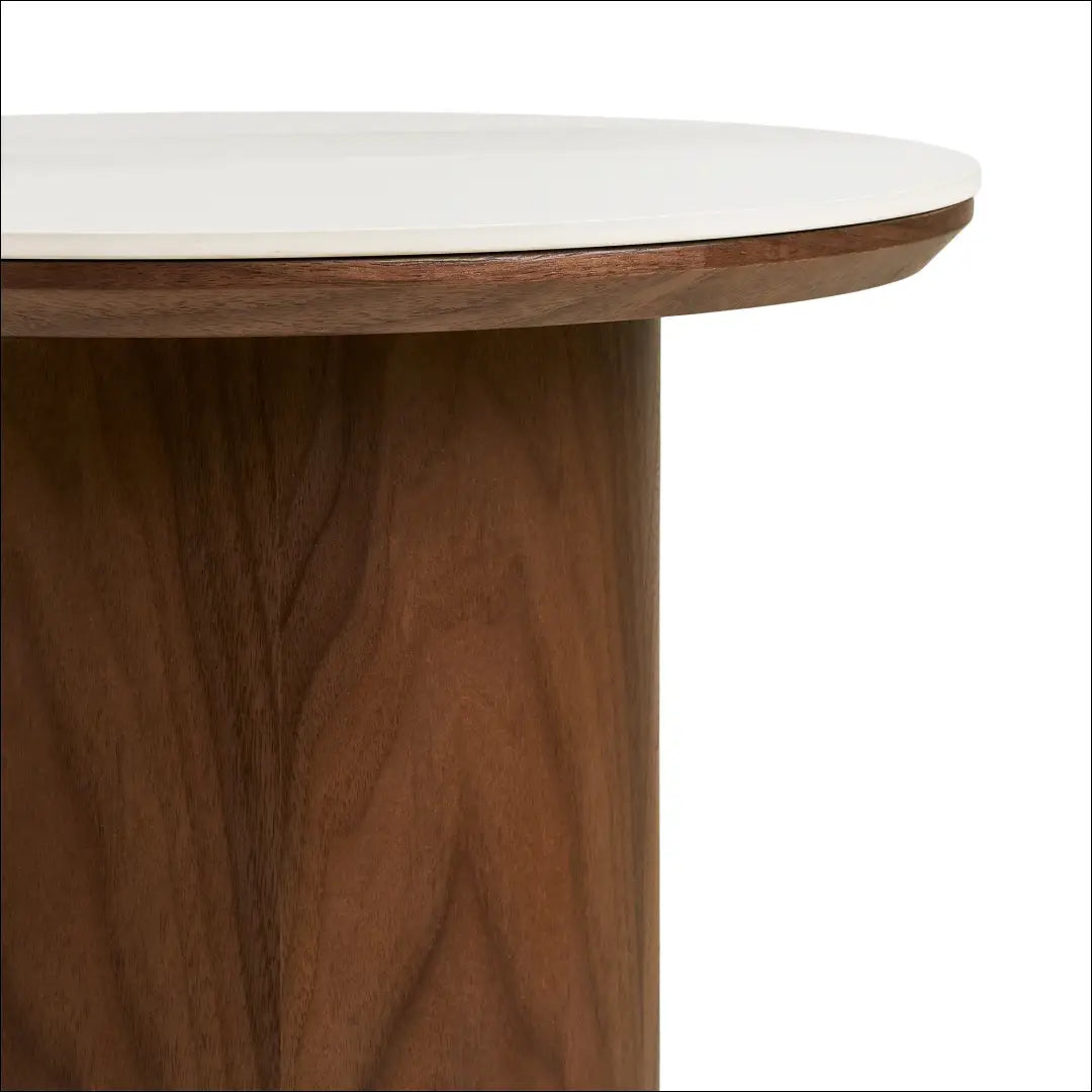 Šoninis staliukas keraminis stalviršis/uosio fanera balta/tamsiai ruda ø40x38 cm RD386 - €211 Save 15%