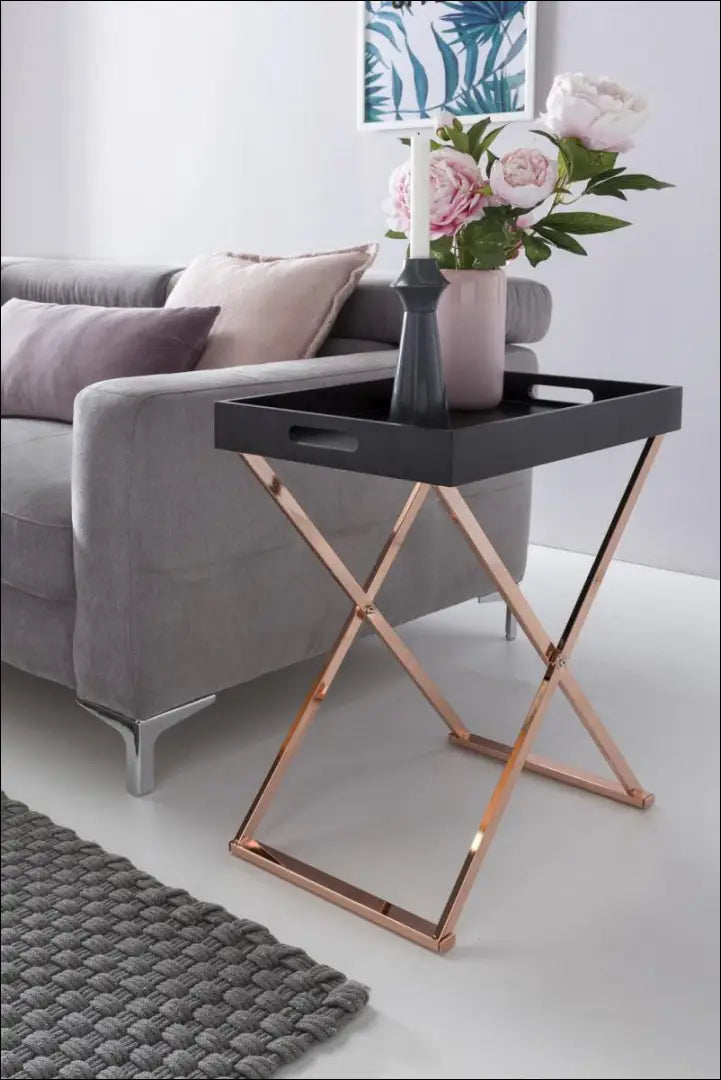 Šoninis staliukas-padėklas SI1943 - €42 Save 50% 25-50, __label:Pristatymas 1-2 d.d., color-auksine, color-juoda,