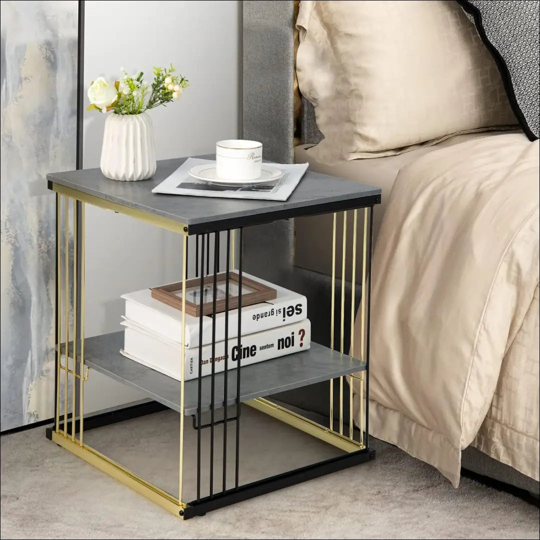 Šoninis staliukas SI1743 - €66 Save 55% 50-100, __label:Pristatymas 1-2 d.d., color-auksine, color-juoda, color-pilka