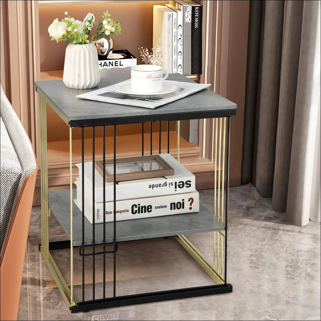 Šoninis staliukas SI1743 - €66 Save 55% 50-100, __label:Pristatymas 1-2 d.d., color-auksine, color-juoda, color-pilka