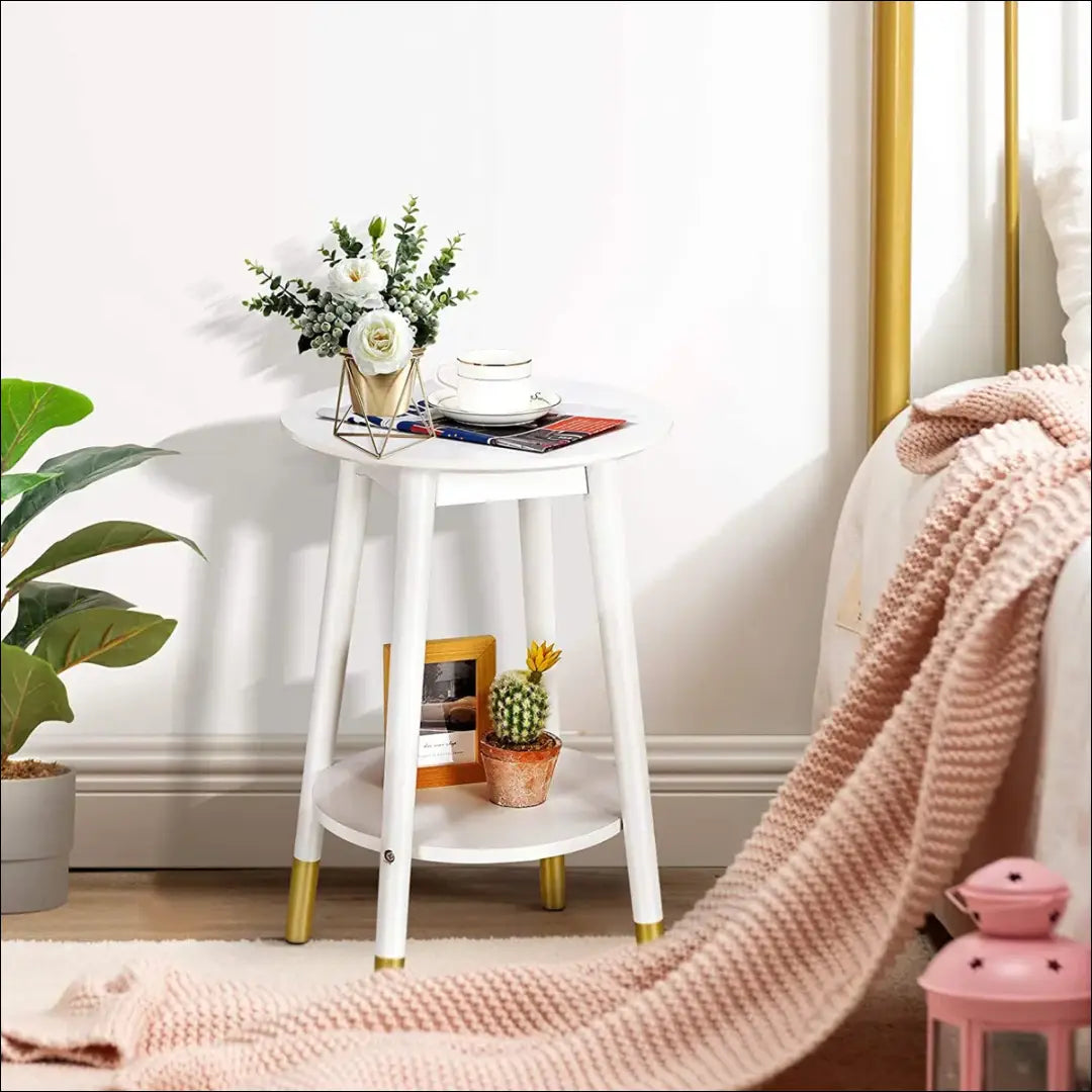 Šoninis staliukas SI1883 - €65 Save 50% 50-100, __label:Pristatymas 1-2 d.d., color-auksine, color-balta,