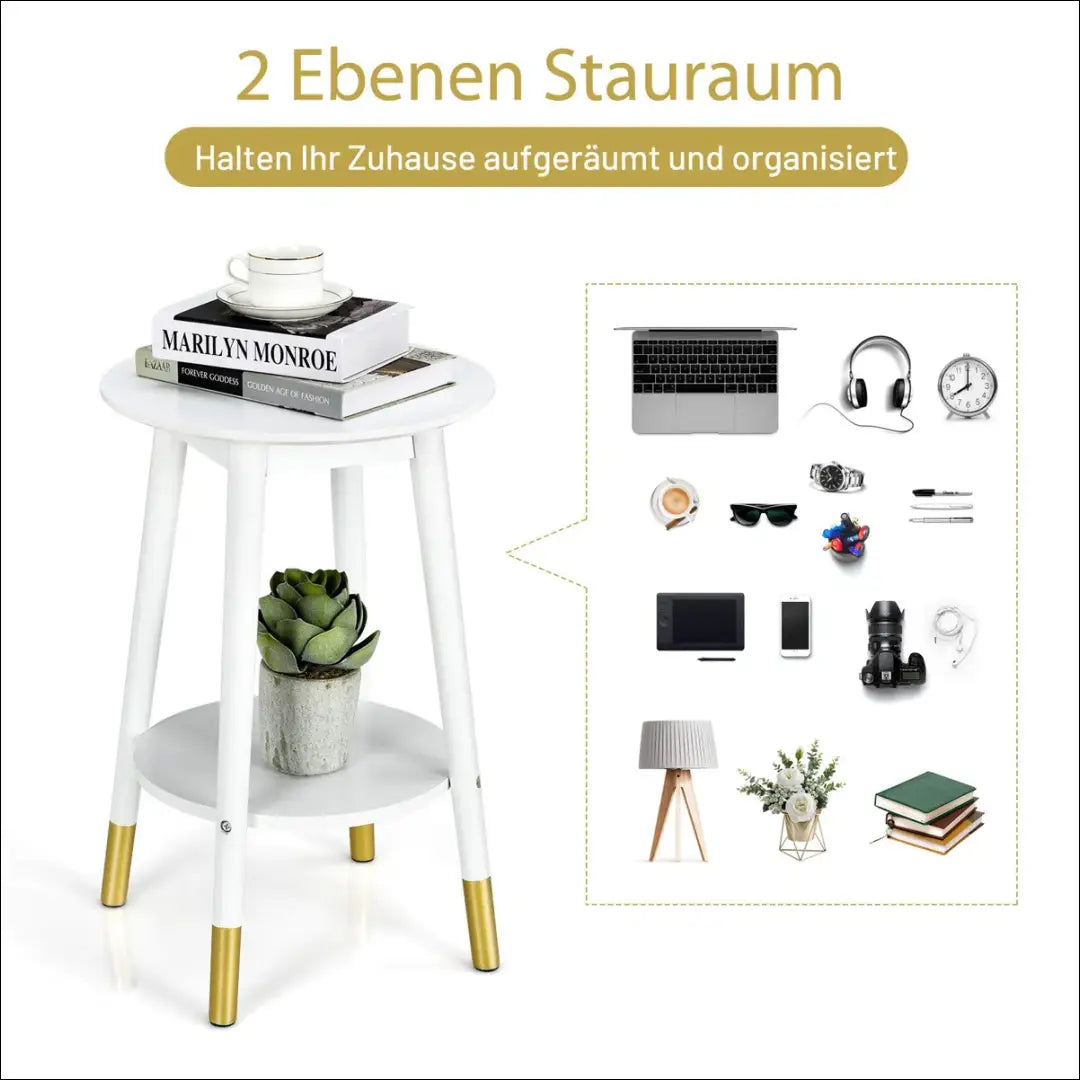 Šoninis staliukas SI1883 - €65 Save 50% 50-100, __label:Pristatymas 1-2 d.d., color-auksine, color-balta,