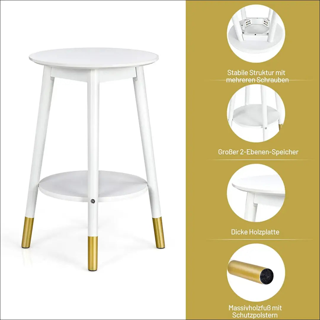 Šoninis staliukas SI1883 - €65 Save 50% 50-100, __label:Pristatymas 1-2 d.d., color-auksine, color-balta,