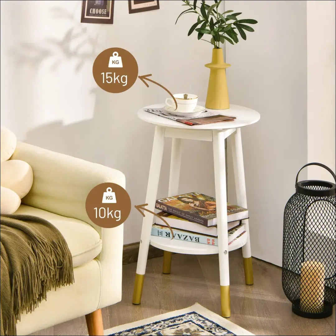 Šoninis staliukas SI1883 - €65 Save 50% 50-100, __label:Pristatymas 1-2 d.d., color-auksine, color-balta,