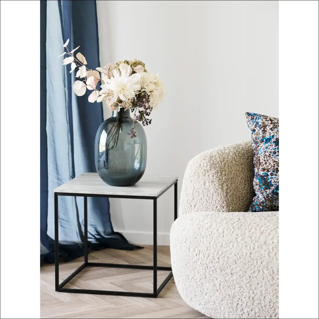 Šoninis staliukas travertino imitacijos juodo plieno 45x45x45 cm RD387 - €44 Save 15% 25-50, __label:Pristatymas 5-14