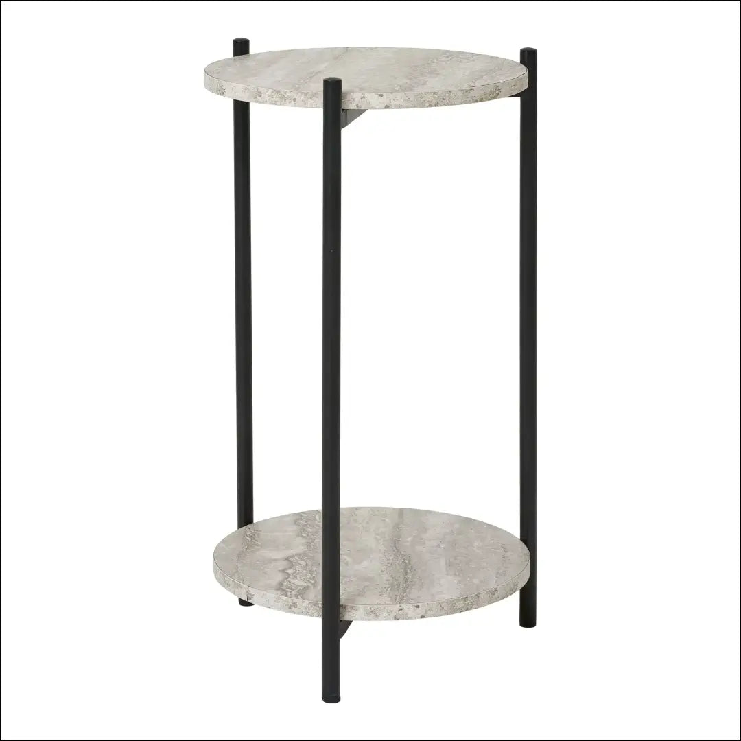 Šoninis staliukas travertino imitacijos juodos kojelės ø27x46 cm RD347 - €29 Save 15% 25-50, Juoda / bežinė, nordic,