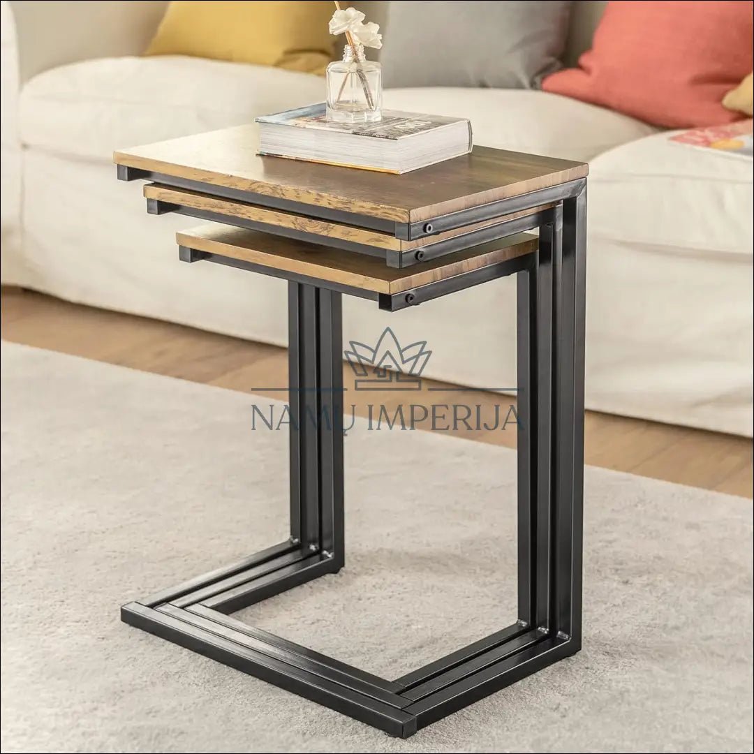 Šoninių staliukų komplektas (3vnt) SI1652 - €68 Save 50% 50-100, __label:Pristatymas 1-2 d.d., color-juoda, color-ruda,