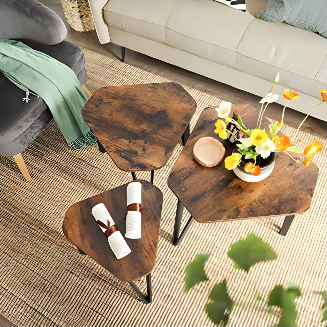 Šoninių staliukų komplektas 3vnt SM514 - €88 Save 40% 50-100, __label:Pristatymas 5-14 d.d., kavos-staliukai,