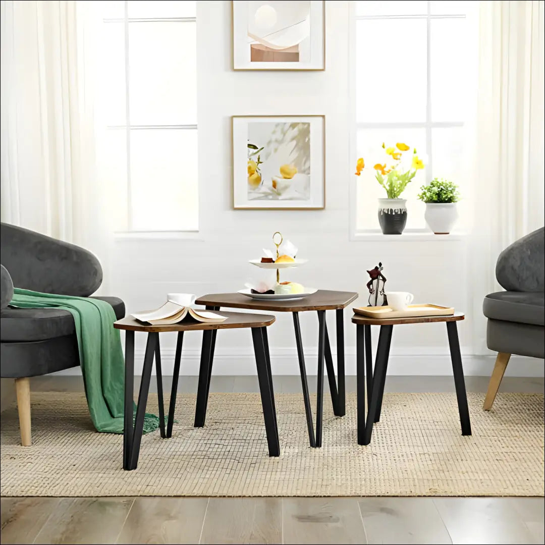 Šoninių staliukų komplektas 3vnt SM514 - €88 Save 40% 50-100, __label:Pristatymas 5-14 d.d., kavos-staliukai,