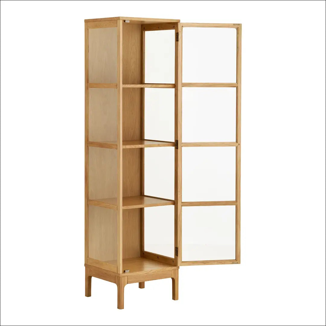 Spintelė 1 stiklinės durys ąžuolas/ąžuolo fanera/grūdintas stiklas natūrali 40x47x180 cm RD502 - €503 Save 15%