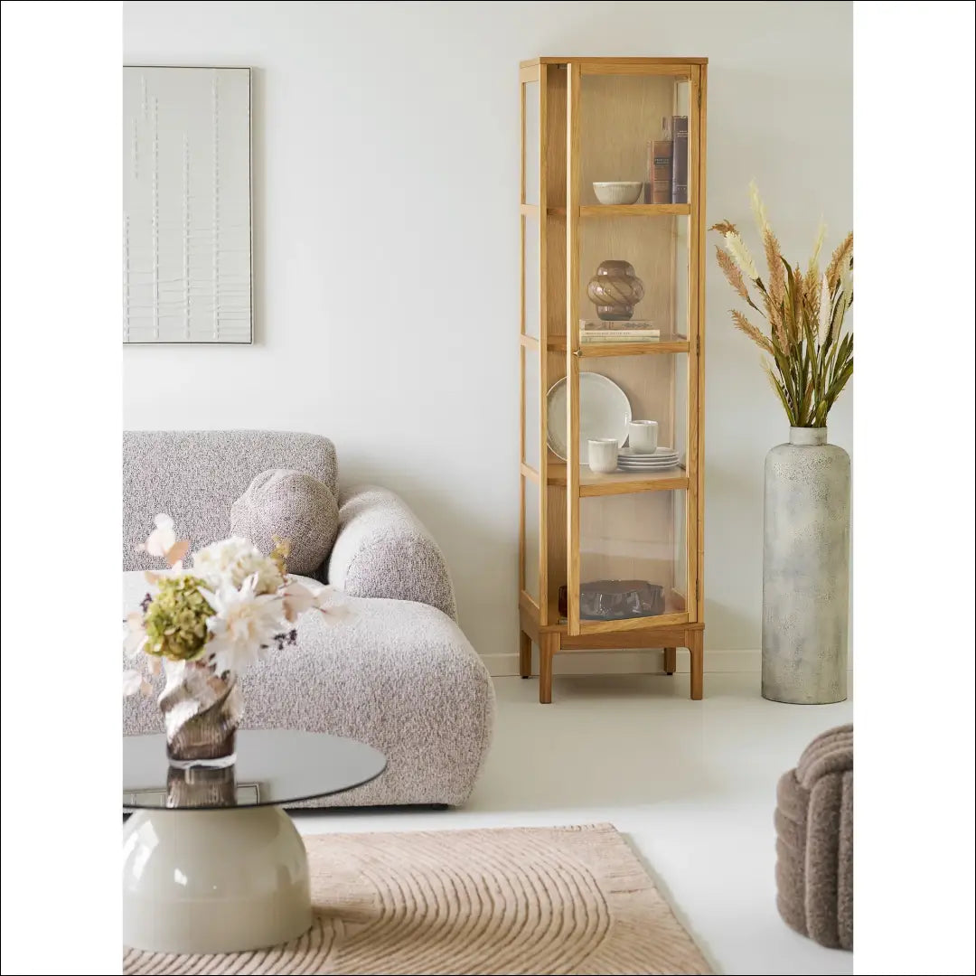 Spintelė 1 stiklinės durys ąžuolas/ąžuolo fanera/grūdintas stiklas natūrali 40x47x180 cm RD502 - €503 Save 15%