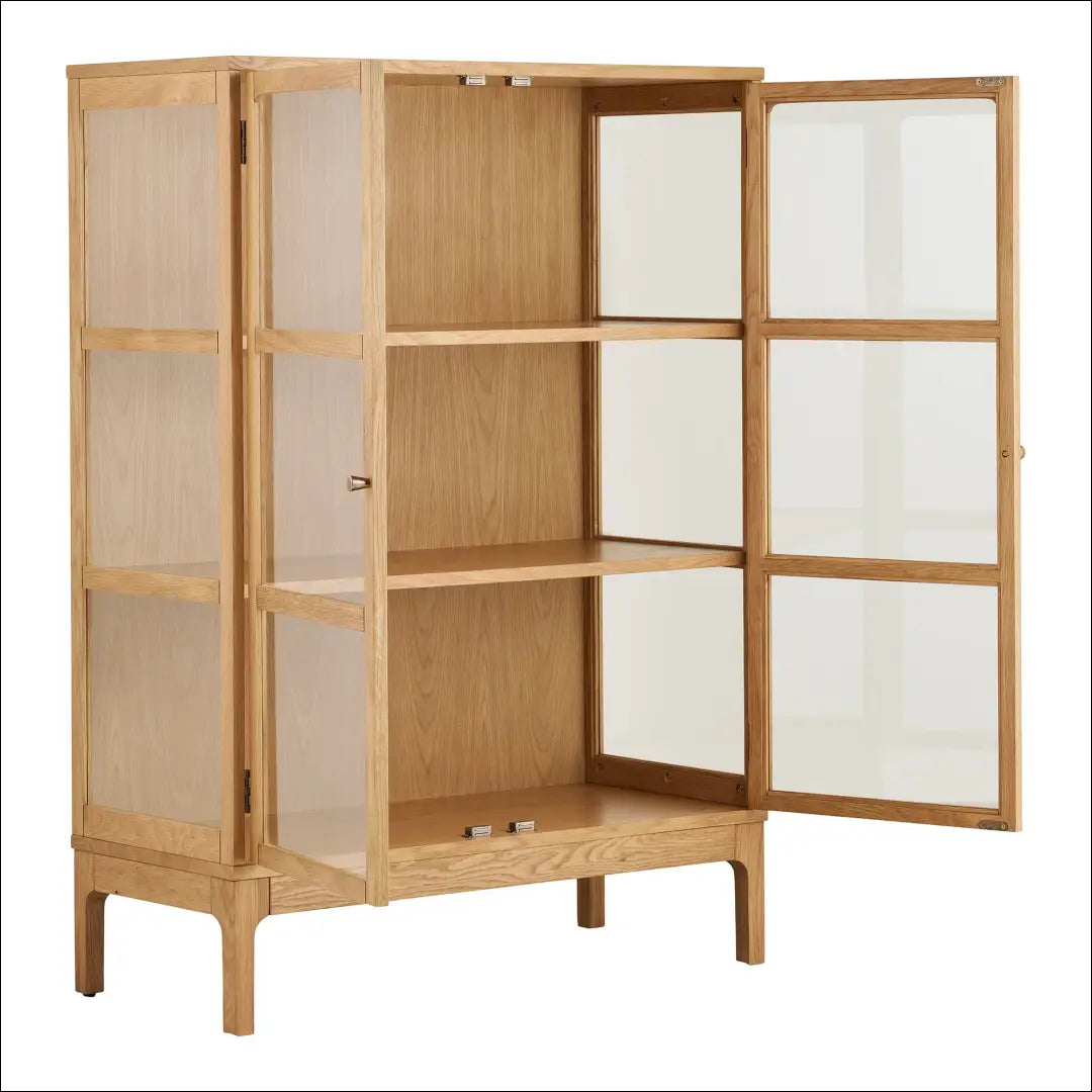 Spintelė 2 stiklinės durys lentynos ąžuolas/ąžuolo fanera/grūdintas stiklas natūrali 40x90x126 cm RD503 - €615 Save 15%