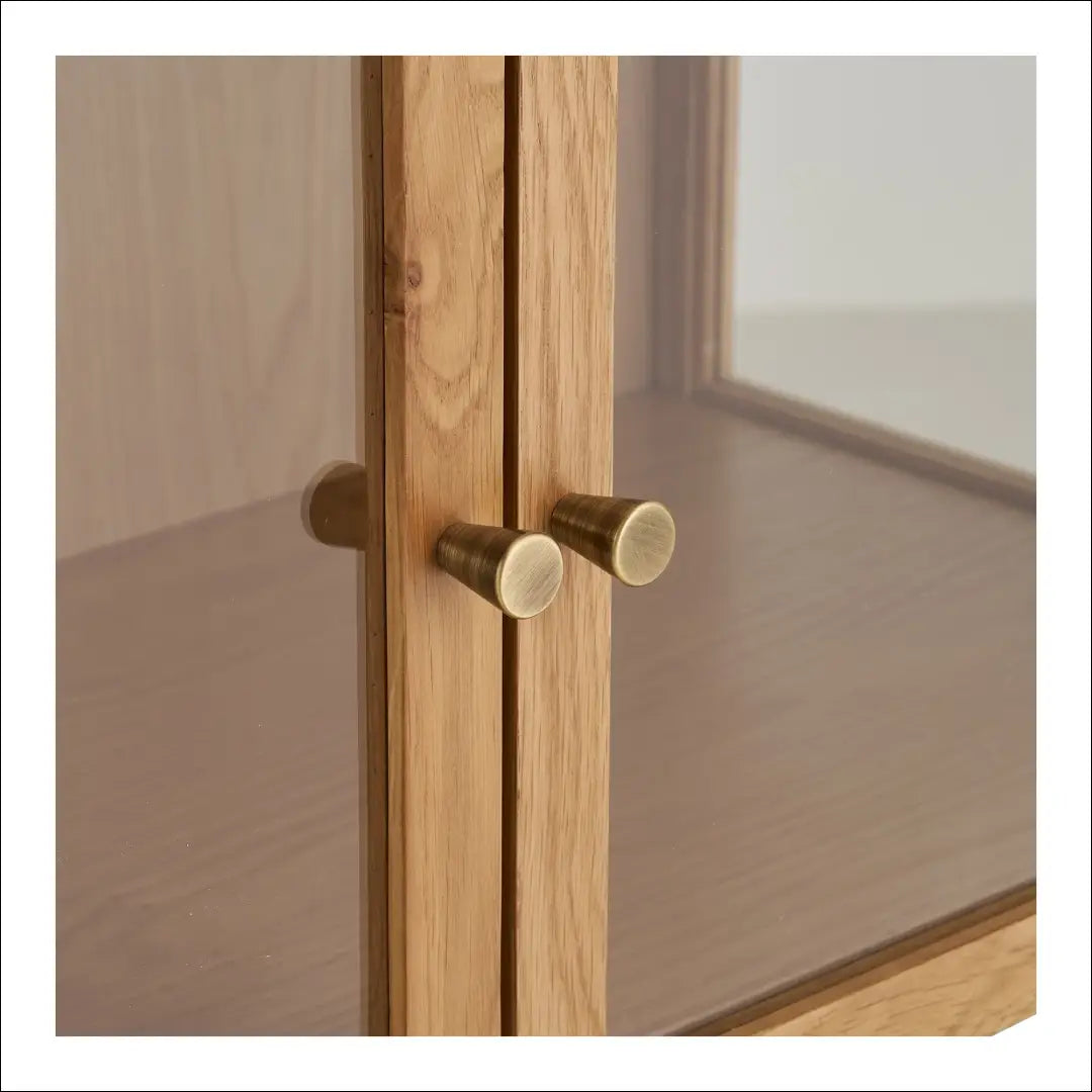 Spintelė 2 stiklinės durys lentynos ąžuolas/ąžuolo fanera/grūdintas stiklas natūrali 40x90x126 cm RD503 - €615 Save 15%
