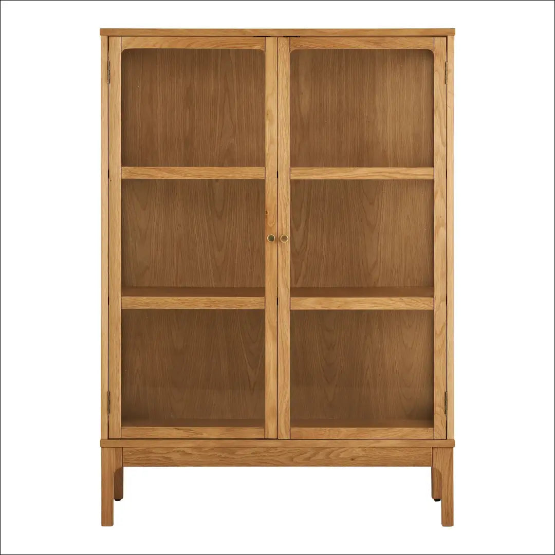 Spintelė 2 stiklinės durys lentynos ąžuolas/ąžuolo fanera/grūdintas stiklas natūrali 40x90x126 cm RD503 - €615 Save 15%