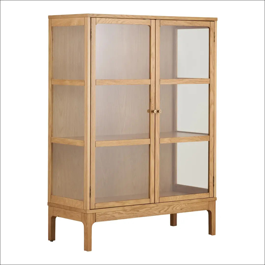 Spintelė 2 stiklinės durys lentynos ąžuolas/ąžuolo fanera/grūdintas stiklas natūrali 40x90x126 cm RD503 - €615 Save 15%