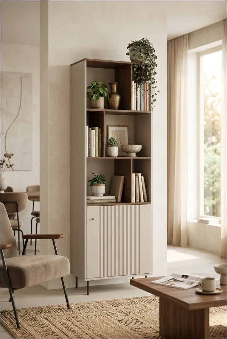 Spintelė kašmyro spalvos su atviromis lentynomis KM007 - €179 Save 15% 100-200, __label:Pristatymas 5-14 d.d., uzsakomi