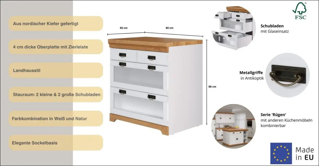 Spintelė KI1722 - €295 Save 50% __label:Pristatymas 1-2 d.d., color-balta, color-ruda, komodos, material-medzio-masyvas