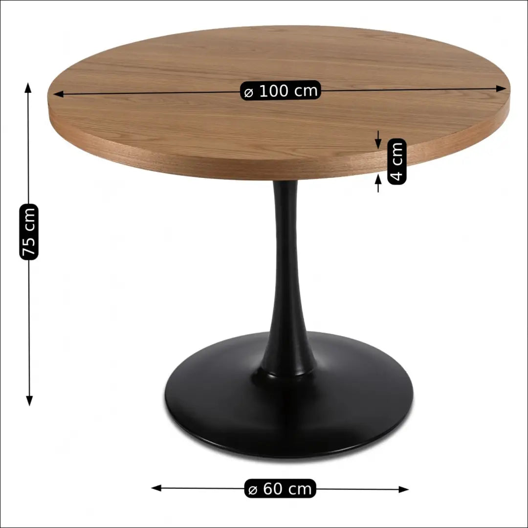 Stalas apvalus iš MDF juodos spalvos / ąžuolo 100 cm TE158 - €144 Save 15% 100-200, __label:Pristatymas 5-14 d.d.,