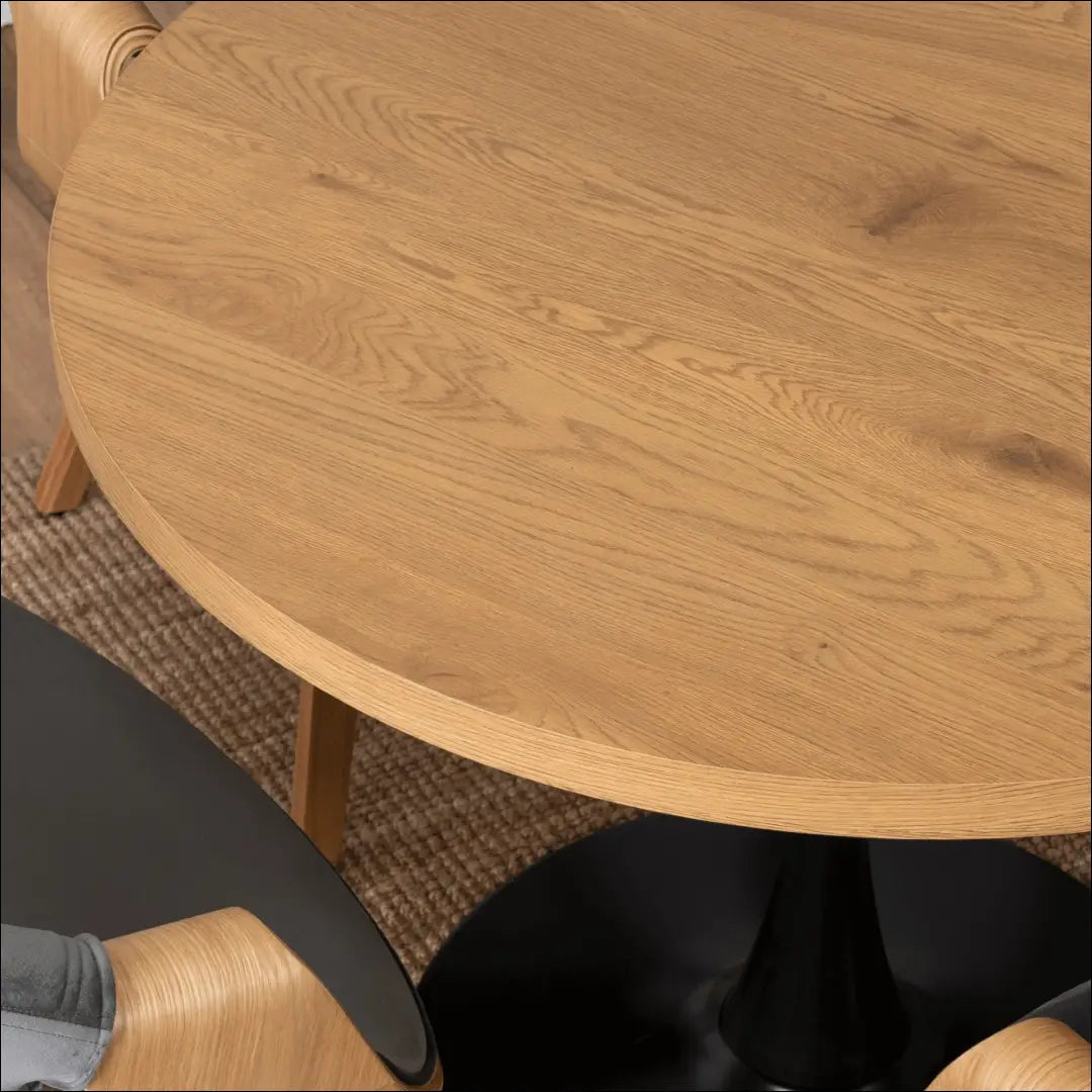 Stalas apvalus iš MDF juodos spalvos / ąžuolo 100 cm TE158 - €144 Save 15% 100-200, __label:Pristatymas 5-14 d.d.,