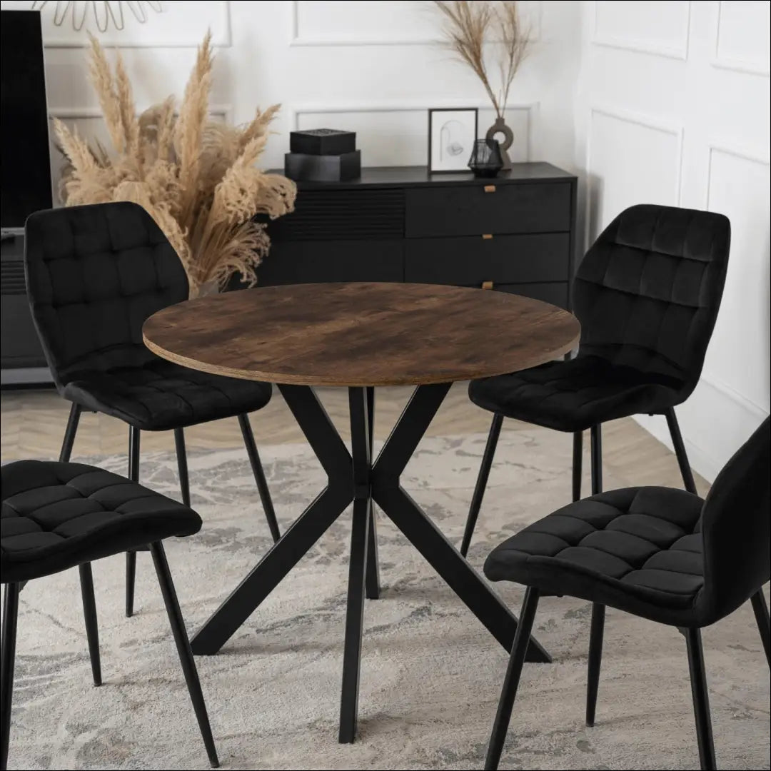 Stalas apvalus iš MDF juodos spalvos / ąžuolo 80 cm TE624 - €104 Save 15% 100-200, __label:Pristatymas 5-14 d.d.,