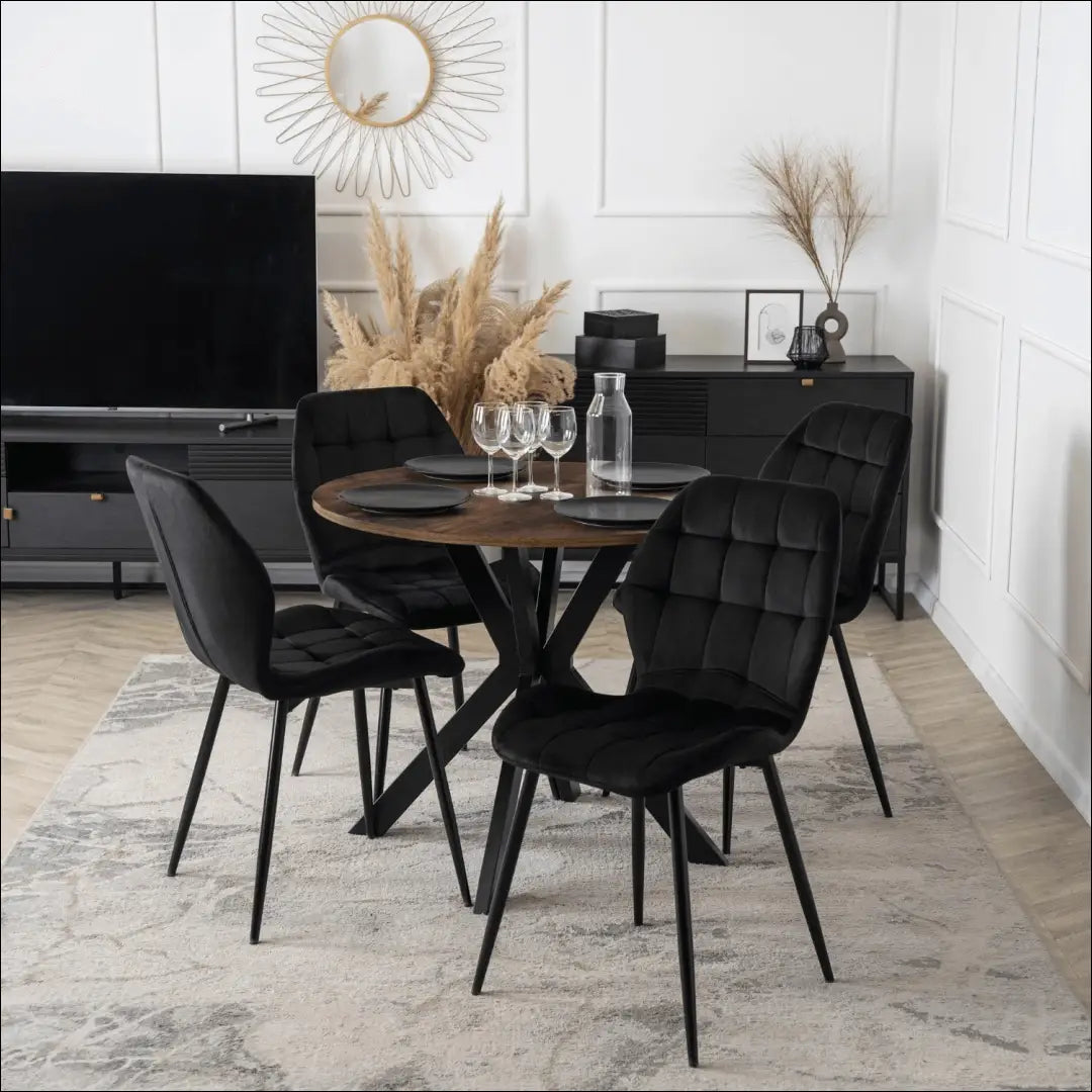 Stalas apvalus iš MDF juodos spalvos / ąžuolo 80 cm TE624 - €104 Save 15% 100-200, __label:Pristatymas 5-14 d.d.,