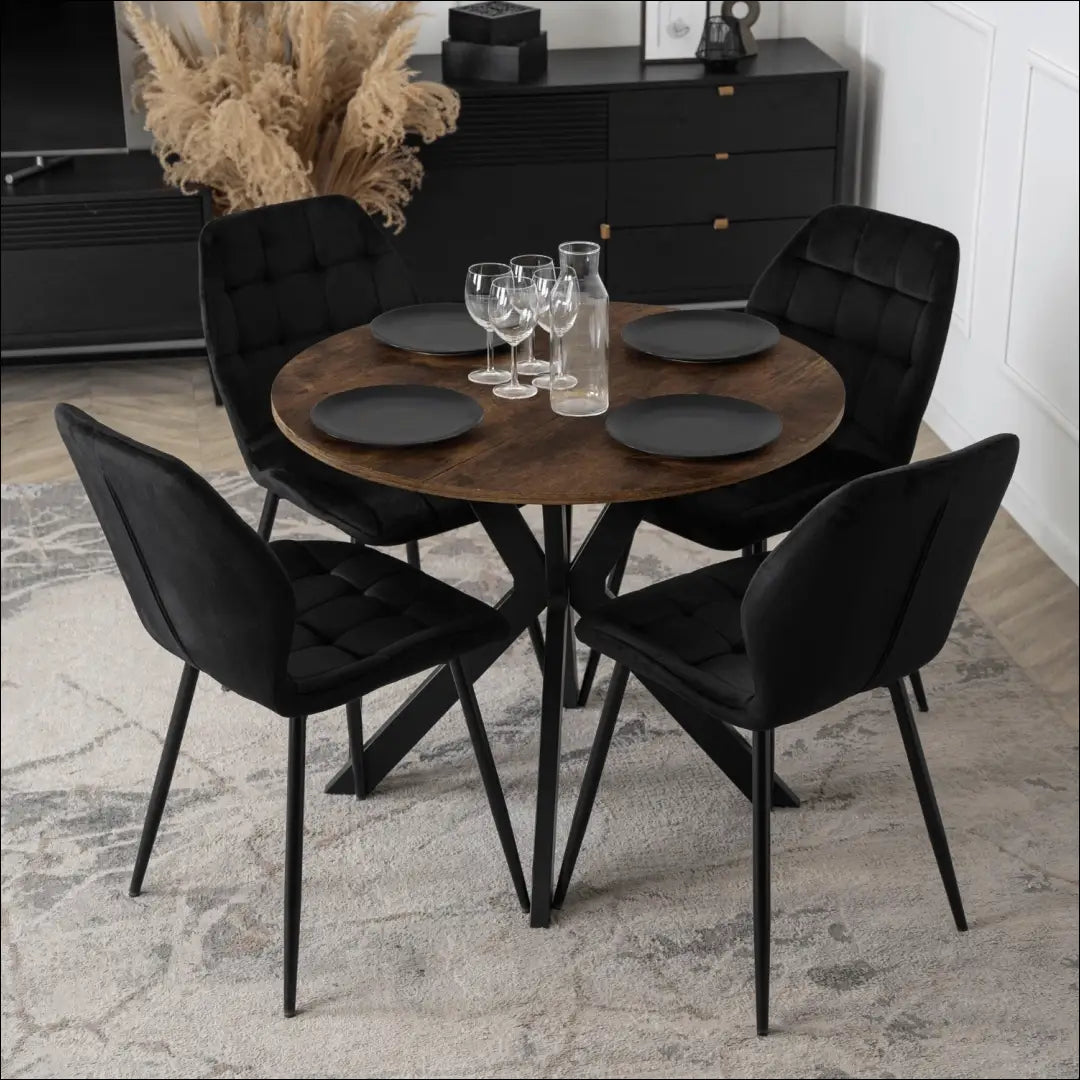 Stalas apvalus iš MDF juodos spalvos / ąžuolo 80 cm TE624 - €104 Save 15% 100-200, __label:Pristatymas 5-14 d.d.,
