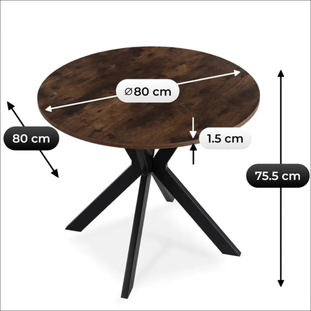 Stalas apvalus iš MDF juodos spalvos / ąžuolo 80 cm TE624 - €104 Save 15% 100-200, __label:Pristatymas 5-14 d.d.,