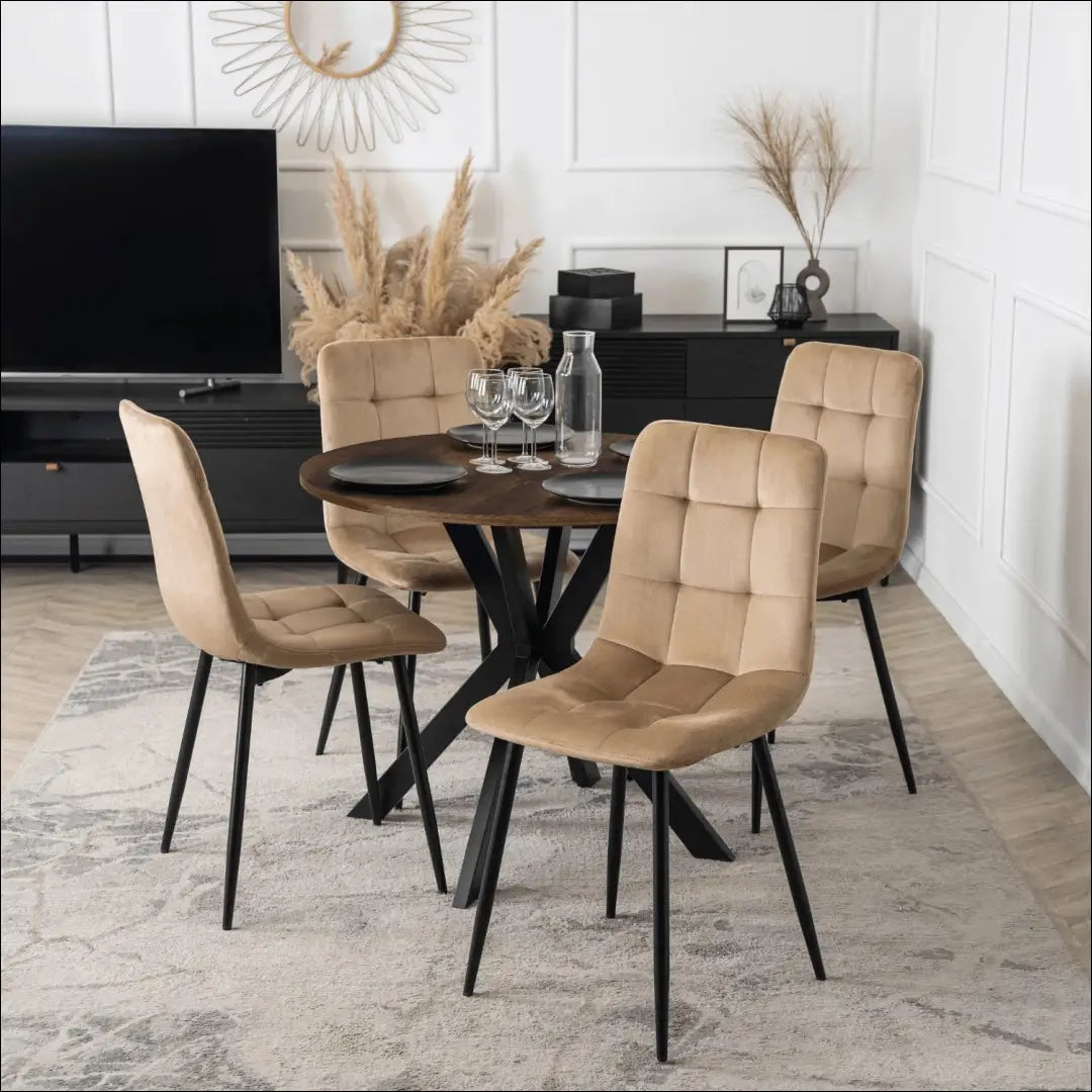 Stalas apvalus iš MDF juodos spalvos / ąžuolo 90 cm TE620 - €118 Save 15% 100-200, __label:Pristatymas 5-14 d.d.,